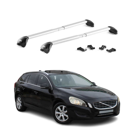 Dachträger Grundtäger für Volvo V60 2011-2018 100kg Aluminium Silber 2 tlg ABE