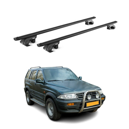 Dachträger Grundtäger für Ssangyong Musso 1993-2005 5 tür 90kg Alu Schwarz ABE