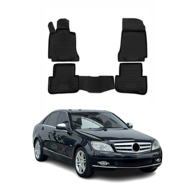 Omac Gummimatten Fußmatten für Mercedes C Klasse W204 2007-2014 Gummi Schwarz 4x