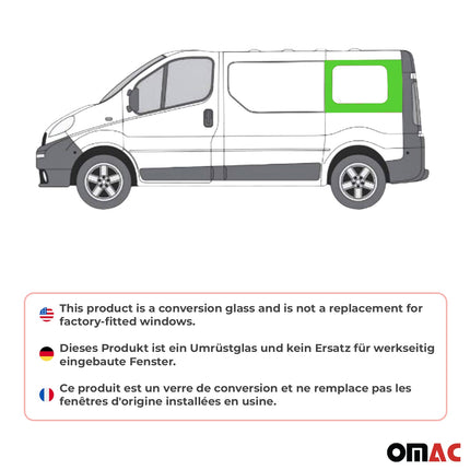 Auto Seitenfenster für Renault Trafic 2001-2014 Links Seitenscheibe L1 Schwarz