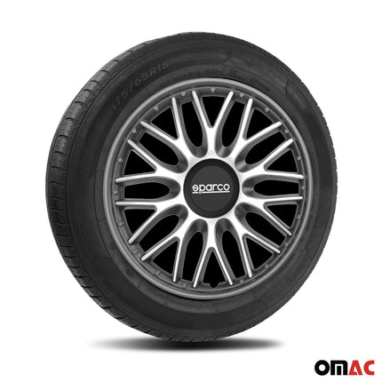 Radkappen Radzierblenden Sparco Roma 15" Zoll Auto Abdeckung Set Silber Grau 4x