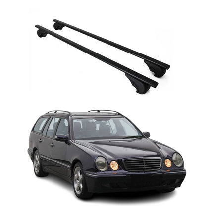 Dachträger für Mercedes E Klasse S210 T-Modell 1996-2002 75kg Metall Schwarz 2x