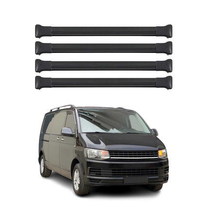 Dachträger für VW T5 T6 Transporter Multivan Caravelle 2003-2024 Schwarz 4 tlg