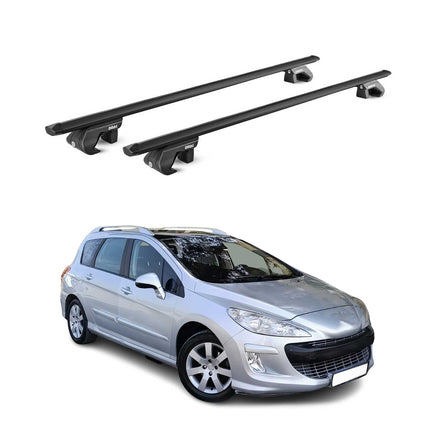 Dachträger Grundtäger für Peugeot 308 Kombi 2007-2013 90kg Alu Schwarz 2 tlg ABE