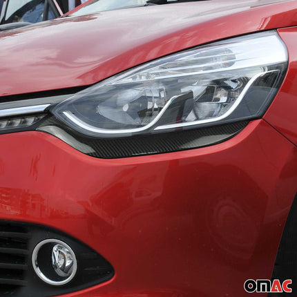 Scheinwerfer Leisten Scheinwerferblende für Renault Clio 2012-16 Echt Carbon 2x