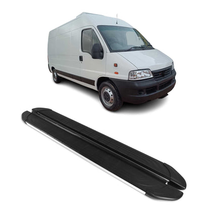 Trittbretter Seitenschweller für Fiat Ducato 2006-2026 L2 Aluminium Schwarz Grau