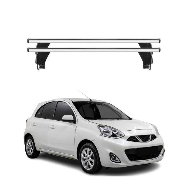 Menabo Dachträger Grundtäger für Nissan Micra 2017-2023 50kg Alu Silber 2 tlg
