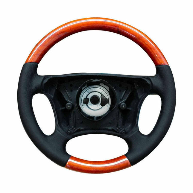 Lenkrad für Mercedes S Klasse C215 Coupe Echt Wurzelnuss mit lederbezug Schwarz