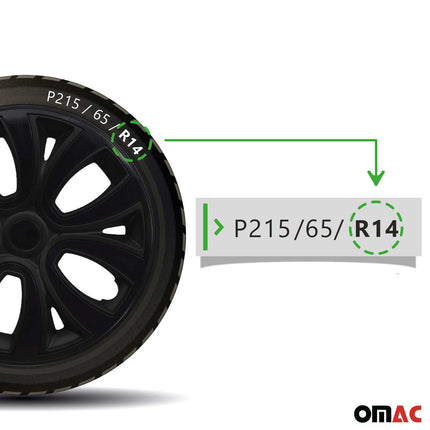 4x Radblenden Radzierblenden Radkappen für 14" Zoll Stahlfelgen Schwarz