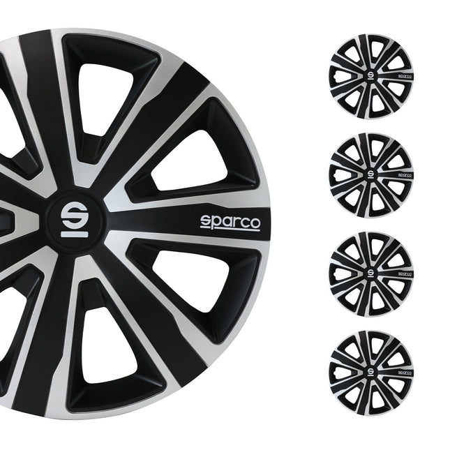 Radkappen Radzierblenden Sparco Palermo 15" Zoll Auto Abdeckung Set Schwarz 4x