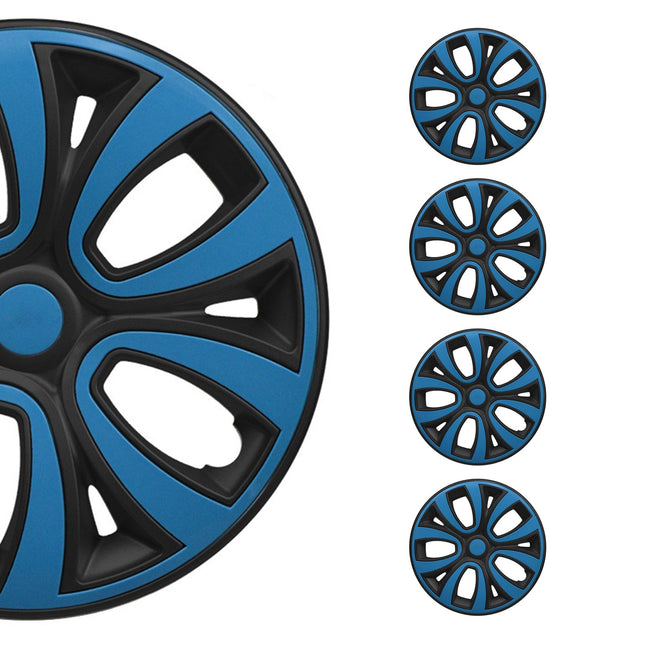 4x Radkappen Radzierblenden Radblenden 15" Zoll Stahlfelgen Blau Matt Schwarz
