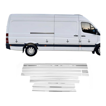 Seitentürleiste Türschutz für Mercedes Sprinter W906 2006-2018 L4 Langer Chrom