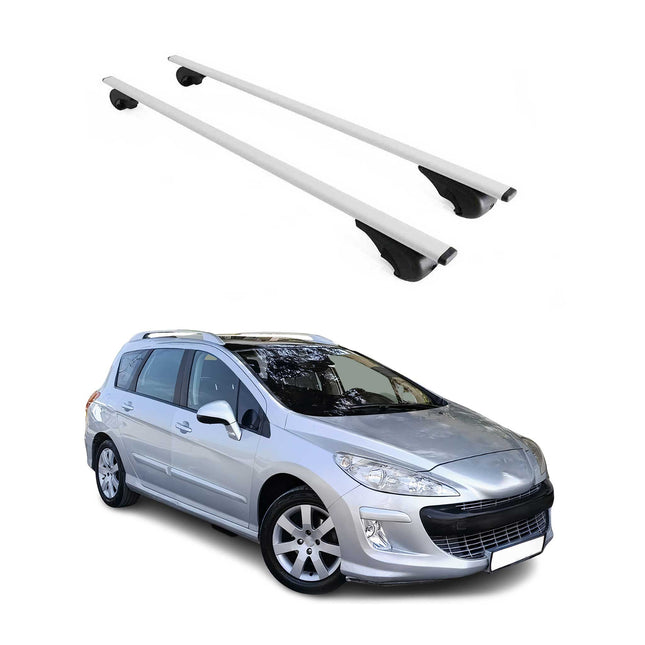 Dachträger Grundtäger für Peugeot 308 Kombi 2007-2021 75kg Metall Silber 2 tlg