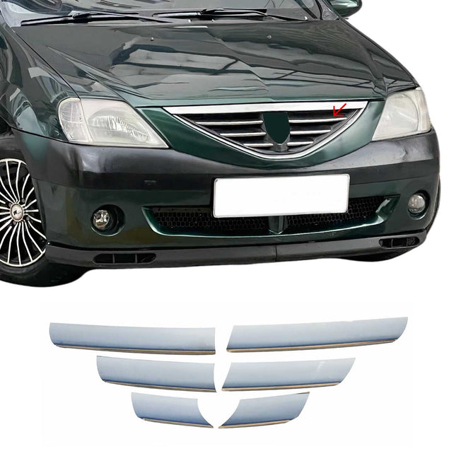 Kühlergrill Leisten Grillleisten für Dacia Logan 2004-2008 Edelstahl Chrom 6tlg