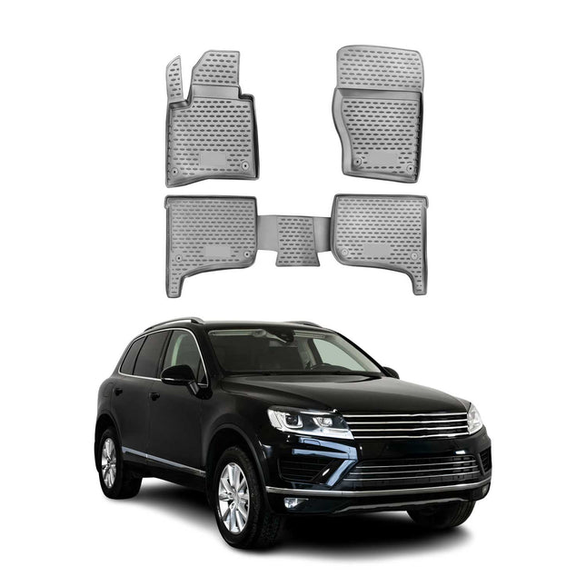 OMAC Gummimatten Fußmatten für VW Touareg 2010-2018 TPE Automatten Grau 4x