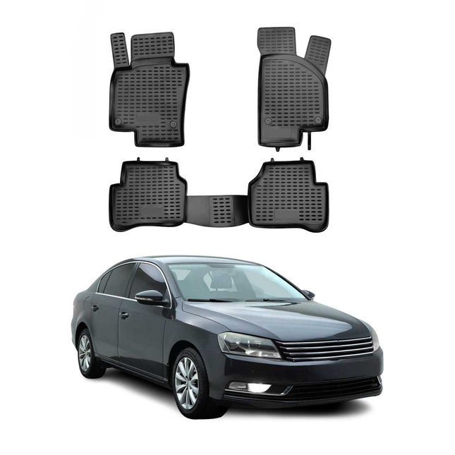 OMAC Gummimatten Fußmatten für VW Passat B7 2011-2015 TPE Automatten Schwarz 4x