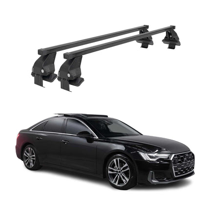 Menabo Dachträger Grundtäger für Audi A6 C8 Limo 2018-2025 50kg Stahl Schwarz 2x