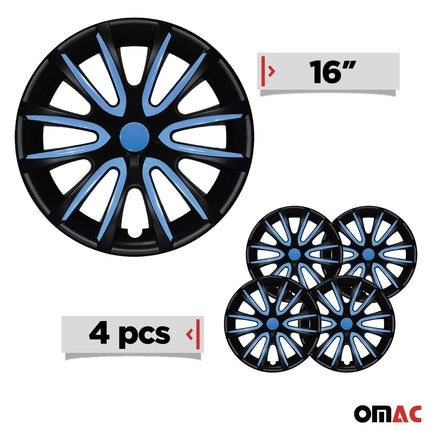 4x Radkappen Radzierblende Radblenden für 16" Zoll Stahlfelgen Matt Schwarz Blau