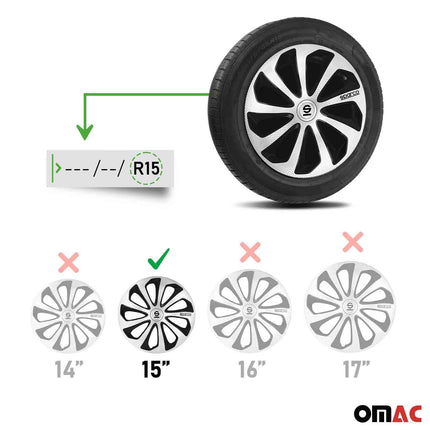 Radkappen Radzierblenden Sparco Sicilia 15" Zoll Auto Silber Carbon Schwarz 4x