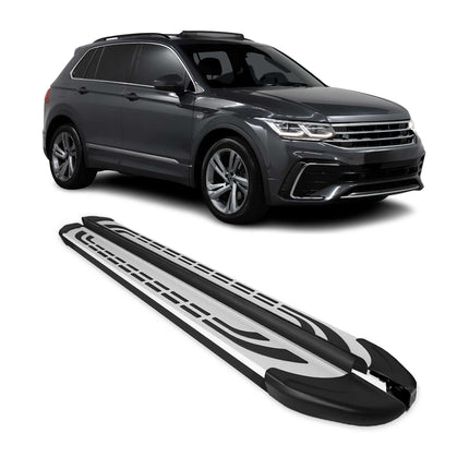 Trittbretter Seitenschweller Seitenbretter für VW Tiguan II 2016-23 Schwarz Alu