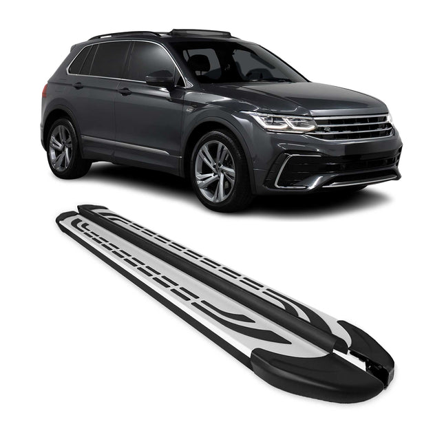 Trittbretter Seitenschweller Seitenbretter für VW Tiguan II 2016-23 Schwarz Alu