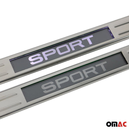 Einstiegsleisten Sport Türschwellerleisten LED-Licht Chrom Edelstahl 2 tlg 45 cm