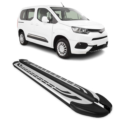 Trittbretter Seitenschweller für Toyota Proace City 2019-26 Kombi L1 Alu Schwarz