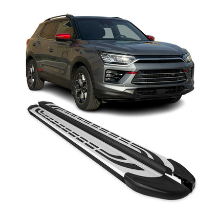 Trittbretter Seitenschweller für SsangYong Korando IV 2019-2026 Alu Schwarz Grau