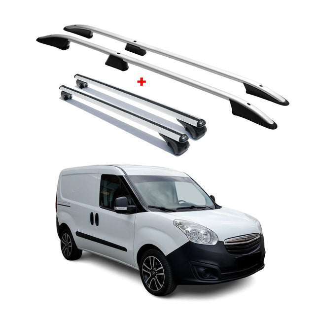 Dachreling + Dachträger SET für Opel Combo D Fiat Doblo L1 Aluminium Silber 4tlg