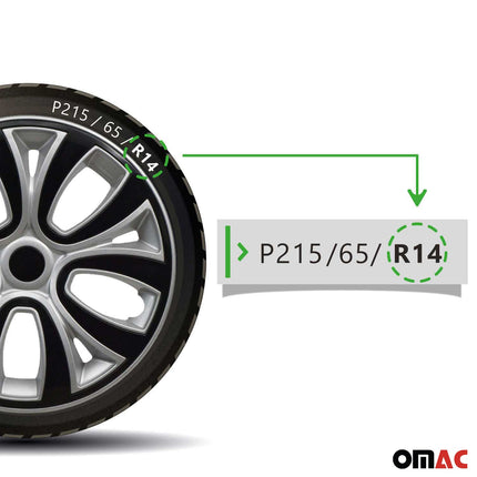 4x Radblenden Radkappen Radzierblenden für 14" Zoll Stahlfelgen Silber Schwarz