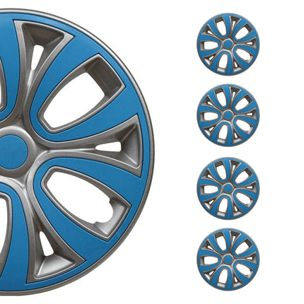 4x Radblenden Radkappen Radzierblenden 14" Zoll Grau Blau Glänzend