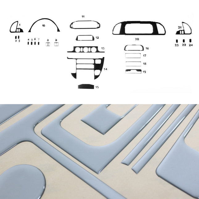 Innenraum Dekor Cockpit für Mercedes Sprinter 2000-2006 Aluminium Optik 24tlg