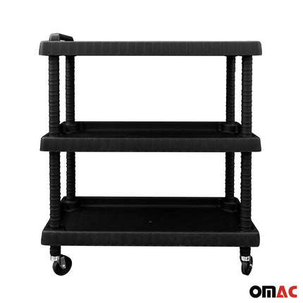Rollwagen 3 Etagen Rollen Trolley Werkstattwagen Montagewagen Schwarz 40 kg