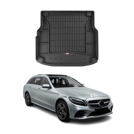OMAC Gummi Kofferraumwanne für Mercedes C Klasse S205 2014-2021 TPE Schwarz
