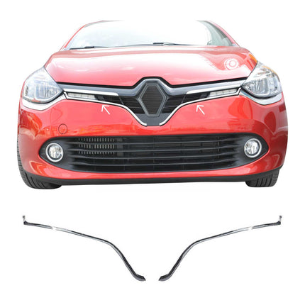 Kühlergrill Leisten Grillleisten für Renault Clio 2012-2019 Edelstahl Chrom 2x