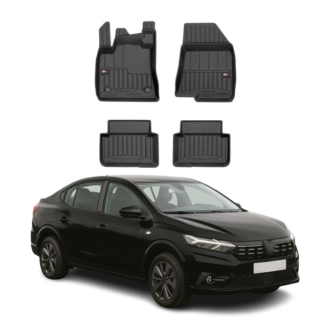 OMAC Gummi Fußmatten für Dacia Logan 2021-2019 Premium TPE Automatten Schwarz 4x