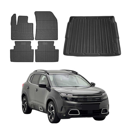 Fußmatten & Kofferraumwanne Set für Citroen C5 Aircross 2018-2025 Obere Gummi 5x