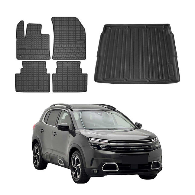 Fußmatten & Kofferraumwanne Set für Citroen C5 Aircross 2018-2025 Obere Gummi 5x