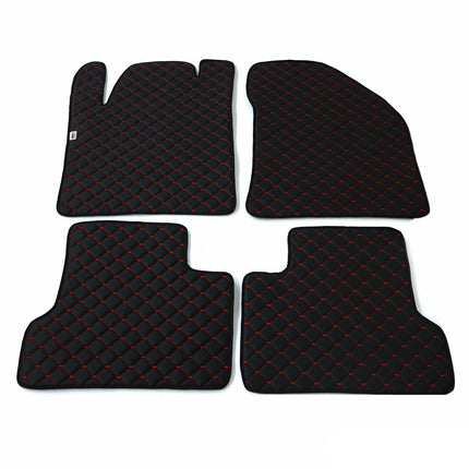 Fußmatten Leder Automatten für Jeep Cherokee 2014-2024 Kunstleder Schwarz Rot 4x