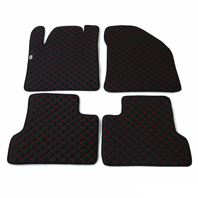 Fußmatten Leder Automatten für Jeep Cherokee 2014-2024 Kunstleder Schwarz Rot 4x