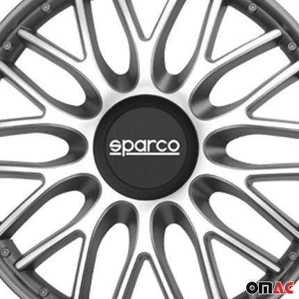 Radkappen Radzierblenden Sparco Roma 14" Zoll Auto Abdeckung Set Silber Grau 4x