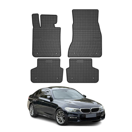 OMAC Gummi Fußmatten für BMW 5er Limo Touring G30 G31 2017-2024 Gummi Schwarz 4x