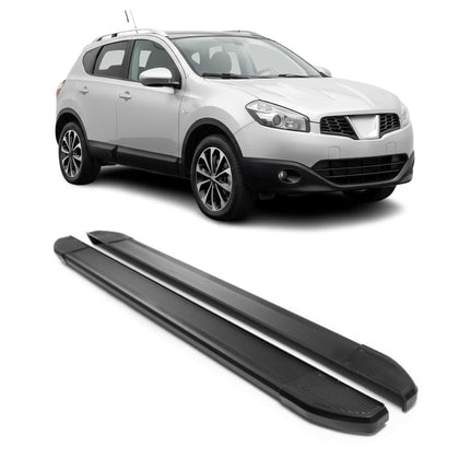 Alu Seitenschweller Trittbretter für Nissan Qashqai +2 NJ10 2008-2013 Schwarz 2x