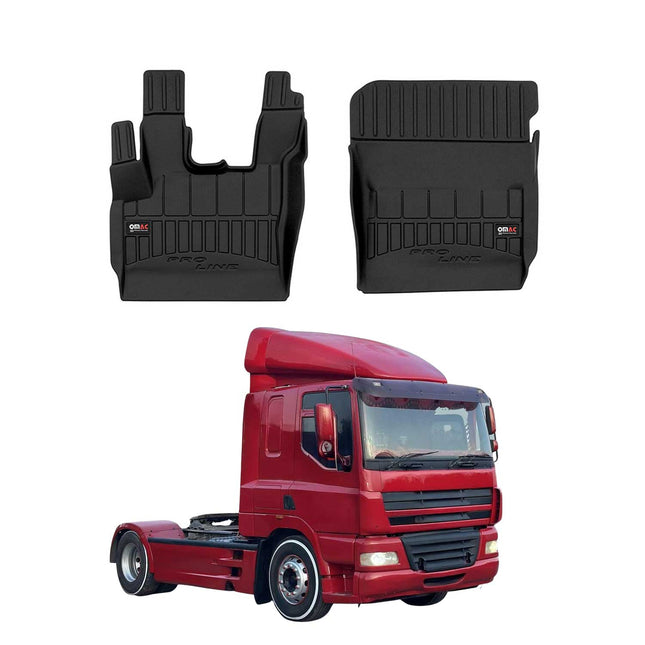 OMAC Gummi Fußmatten für DAF CF 2002-2024 Premium 3D Automatten TPE Schwarz 2x