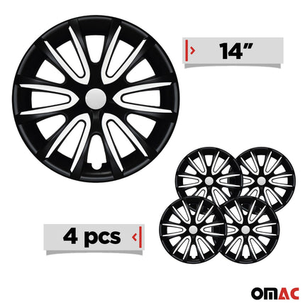 4x Radblenden Radkappen Radzierblenden für 14" Zoll Stahlfelgen Schwarz weiß