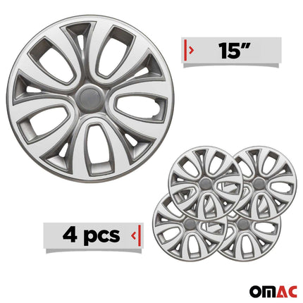 4x Radblenden Radkappen Radzierblenden für 15" Zoll Stahlfelgen Silber weiß