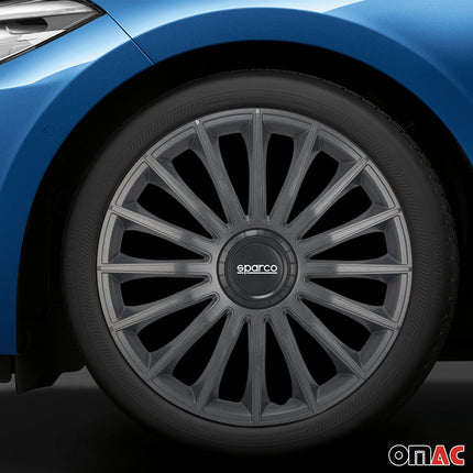 Radkappen Radzierblenden Sparco Treviso 14" Zoll Auto Abdeckung Set Grau 4x