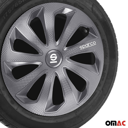 Radkappen Radzierblenden Sparco Sicilia 15" Zoll Auto Abdeckung Grau Carbon 4x