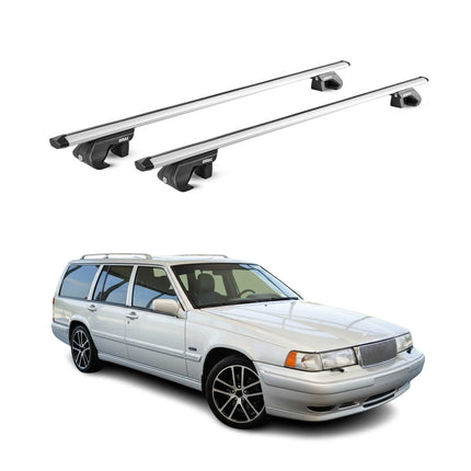 Dachträger Grundtäger für Volvo V90 1997-1999 5 tür 90kg Alu Silber 2 tlg ABE