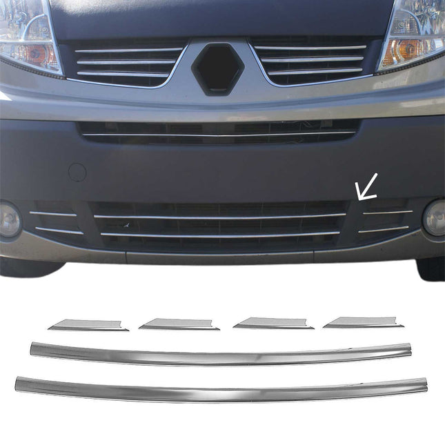 Kühlergrill Leisten Grillleisten für Nissan Primastar 2001-14 Edelstahl Chrom 6x